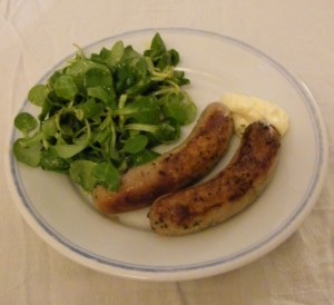 Andouillette met planten en mayonaise